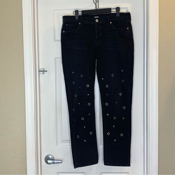 HUDSON New Grommet Jewel Perforated Jeans Black Size 28 - Picture 3 of 12